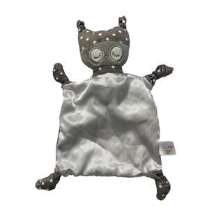 BABY GUND Forest Friends Oakley Gray Polka Dot Owl Lovey Security Blanket Satin